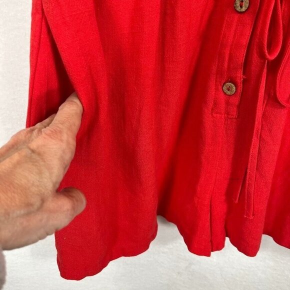 She + Sky Collared Romper Short Sleeve Linen Blend Summer Beach Graduation NWT L - Picture 3 of 6